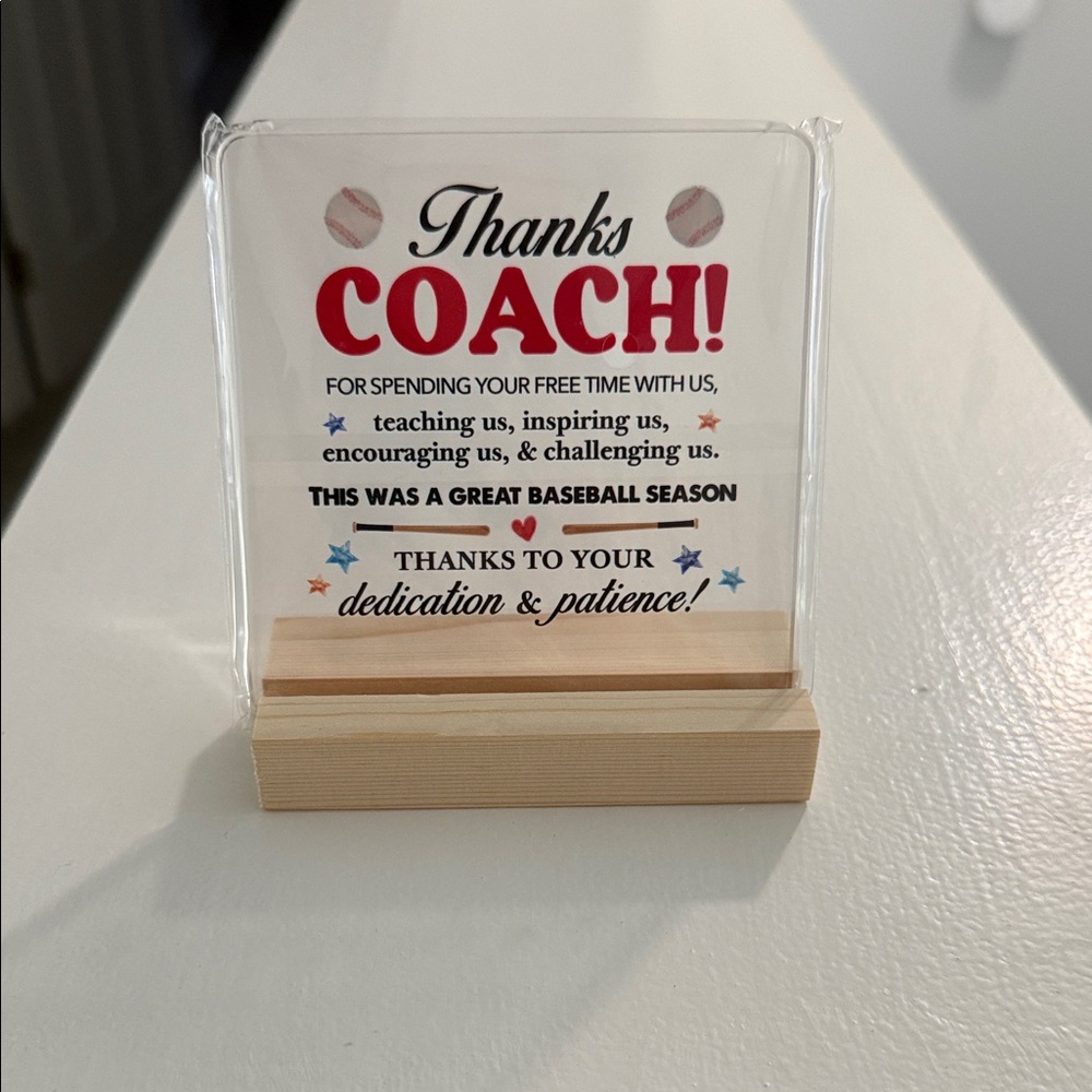 Thank You Coach Plaque with Wooden Stand